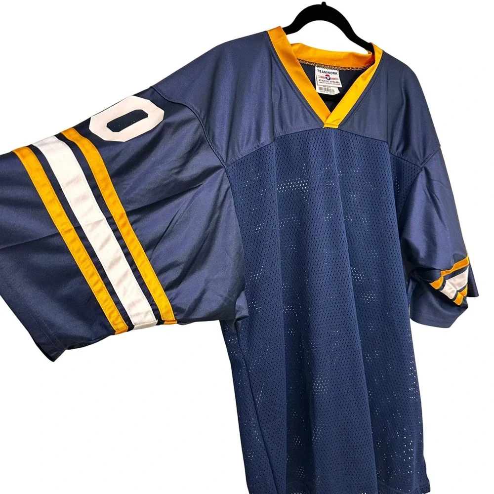 Teamwork Athletic Jersey 2XL Navy Gold Mesh Football Style Shirt Made in USA‎
